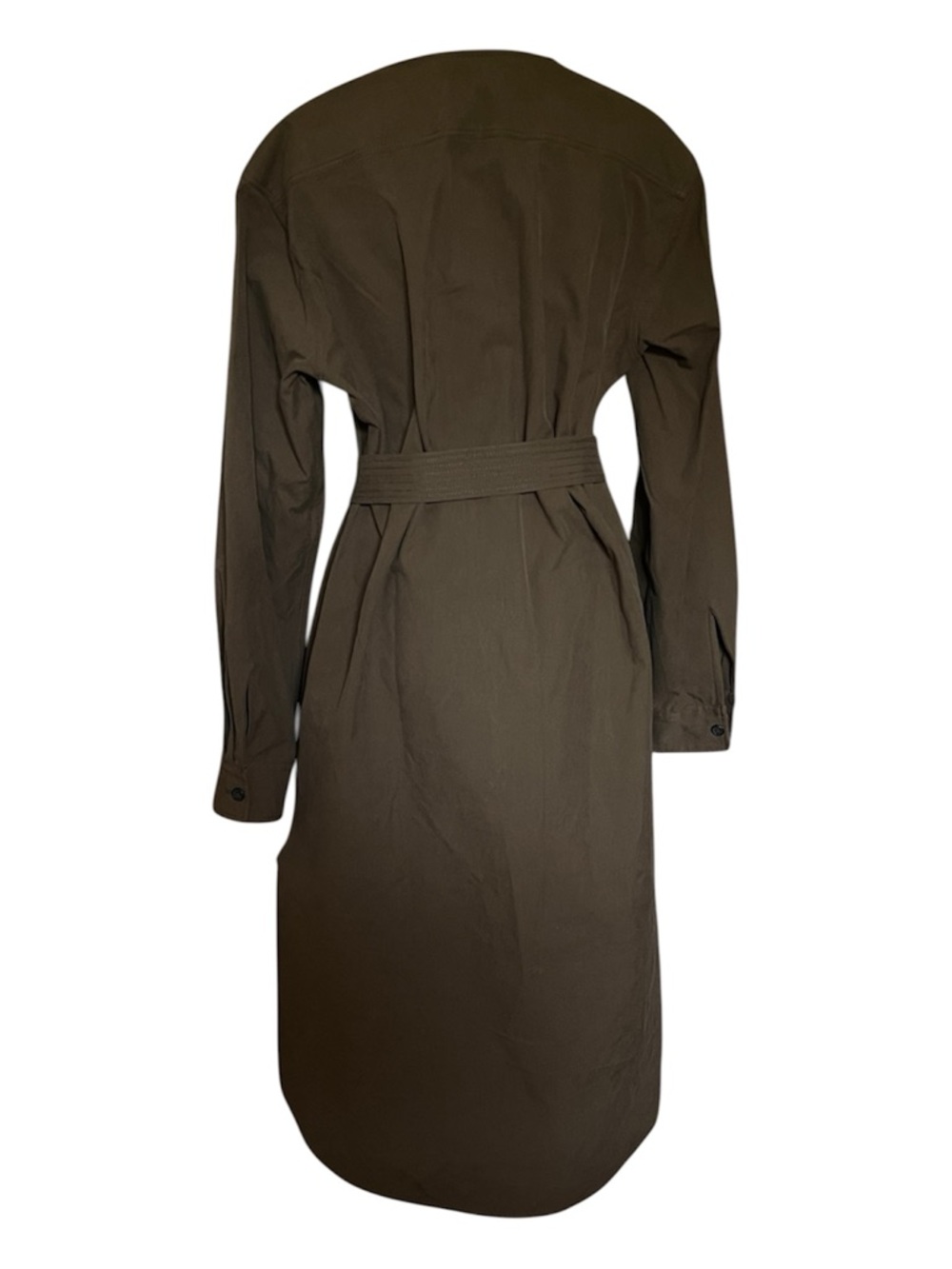 Golden Goose Olive Long-Sleeve Shirt Dress with Tie Belt - Picture 2 of 12